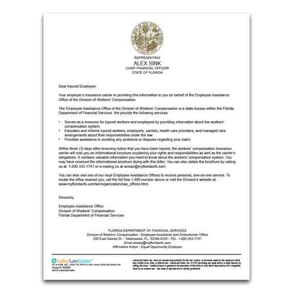 Florida Workers Compensation Notification Letter From Laborlawcenter Com