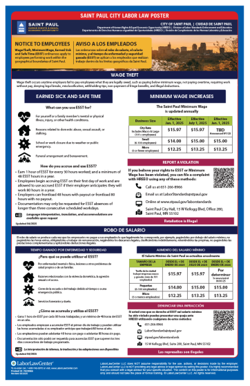 Saint Paul City Labor Law Poster