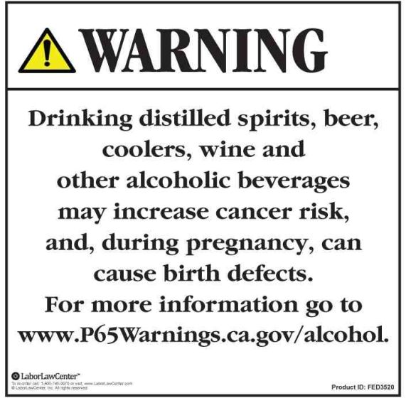 Proposition 65 - Alcoholic Beverage Exposure Warnings