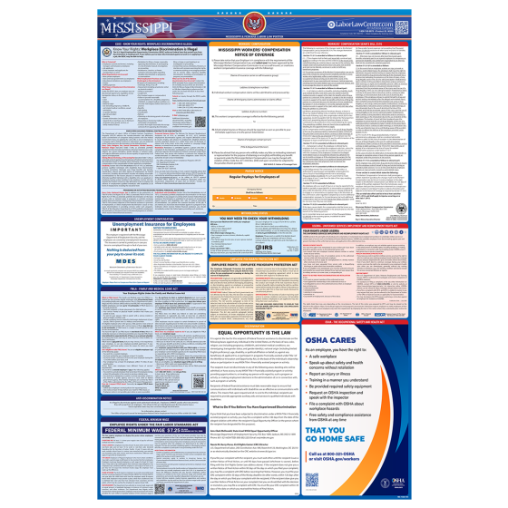 Mississippi & Federal Labor Law Poster + Replacement Service