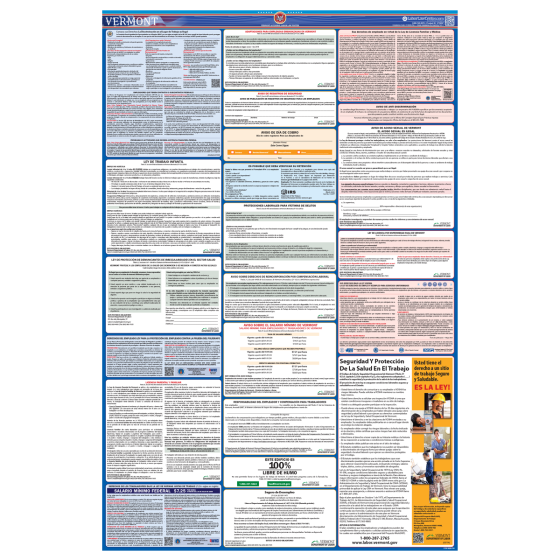 Vermont & Federal Labor Law Posters - Spanish
