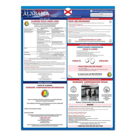 Alabama State Labor Law Poster - Unlaminated 
