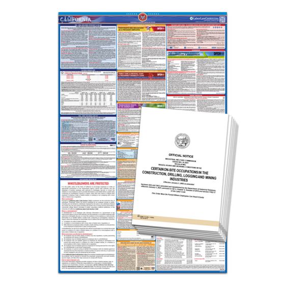 California State & Federal Labor Law Poster + IWC16 Printout (8.5 x 11)