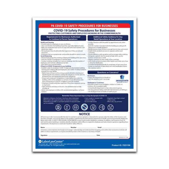 PA COVID-19 Safety Procedures for Businesses