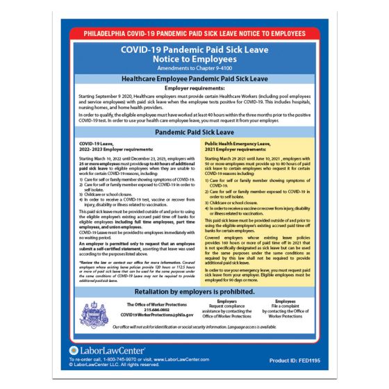 Philadelphia COVID-19 Pandemic Paid Sick Leave Notice to Employees