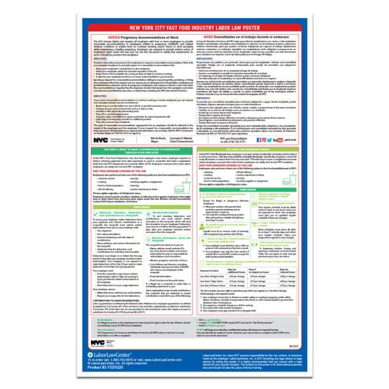 New York City Fast Food Industry Labor Law Poster