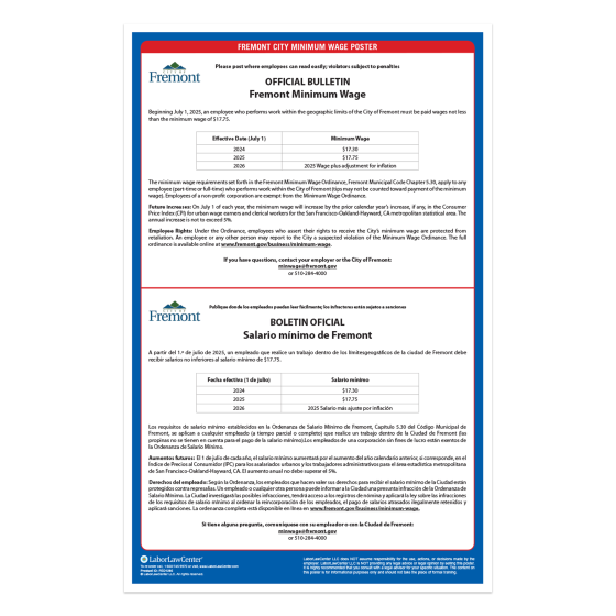 Fremont City Labor Law Poster