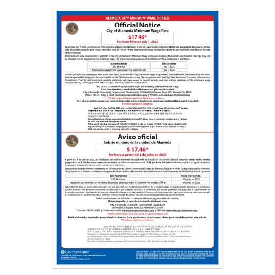 Alameda City Labor Law Poster
