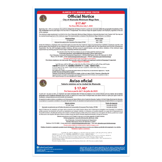 Alameda City Labor Law Poster