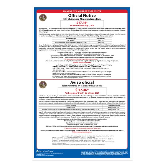 Alameda City Labor Law Poster