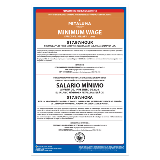 Petaluma City Labor Law Poster