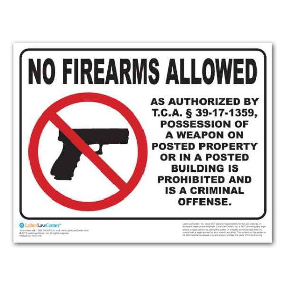 Tennessee No Weapons Allowed Poster