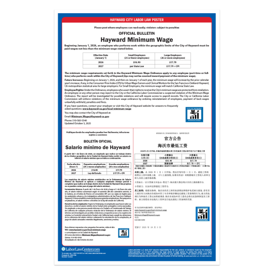 Hayward Labor Law Poster