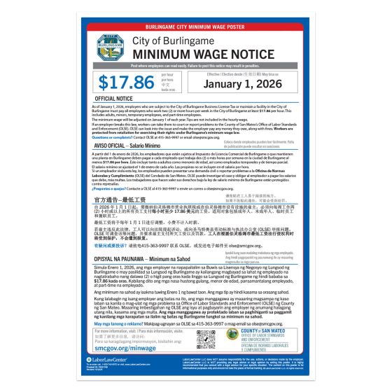 Burlingame Labor Law Poster