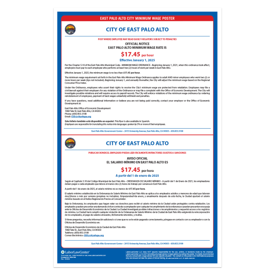 East Palo Alto Labor Law Poster