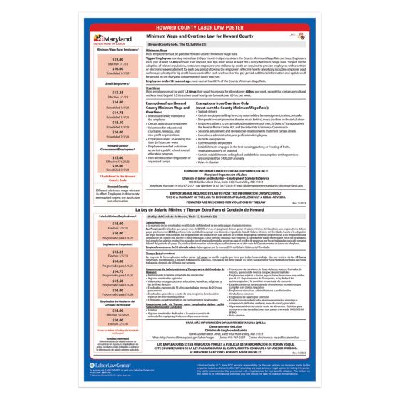 Howard County, MD Labor Law Poster