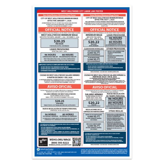 West Hollywood, CA City Labor Law Poster