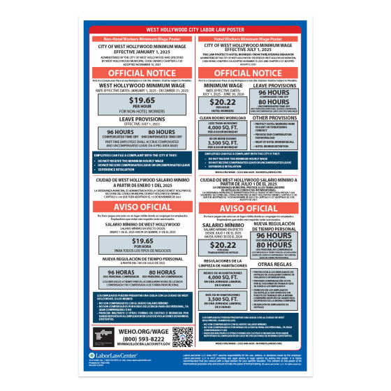 West Hollywood, CA City Labor Law Poster