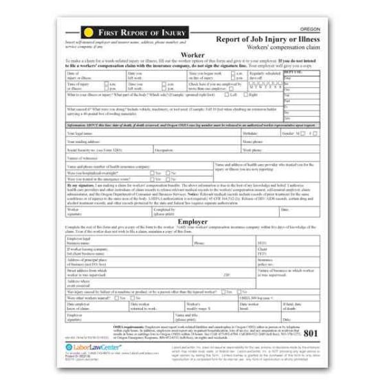 Oregon First Report of Injury Form