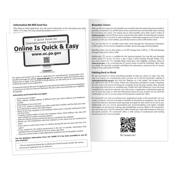 Pennsylvania Unemployment Benefits Pamphlet