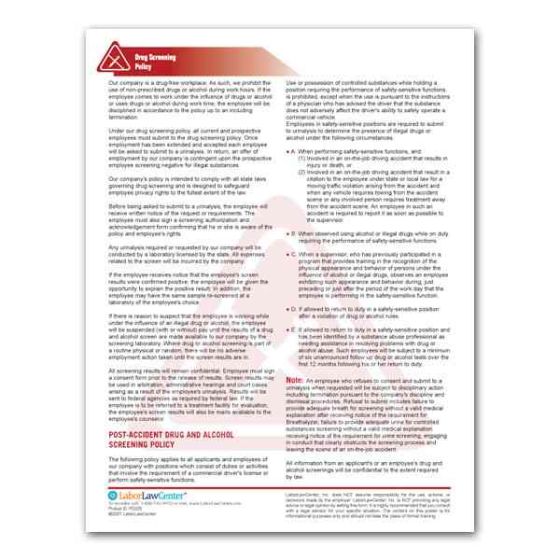 Drug Screening Policy Information Sheet