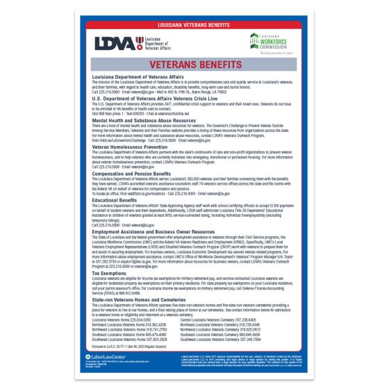 Louisiana Veterans Benefits Poster