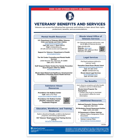 Rhode Island Veterans Benefits Poster