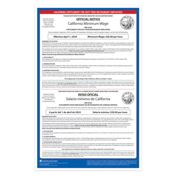 California Supplement for Fast Food Restaurant Employees