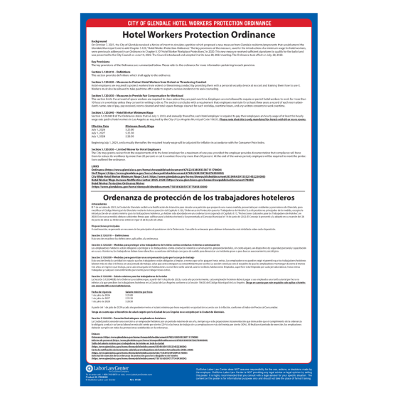 Glendale Hotel Workers Protection Poster