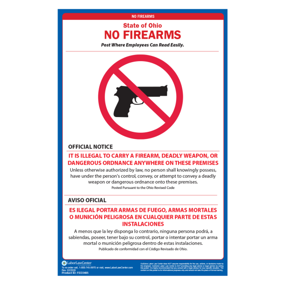 Ohio No Firearms Poster