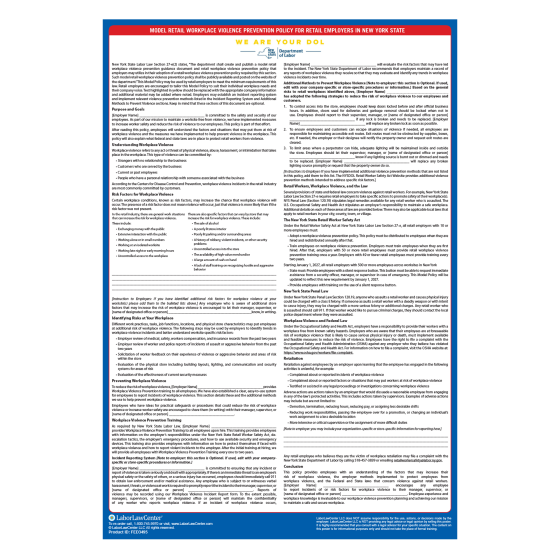 New York Model Retail Workplace Violence Prevention Policy