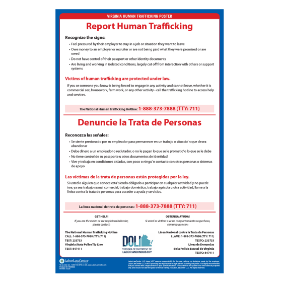 Virginia Human Trafficking Poster