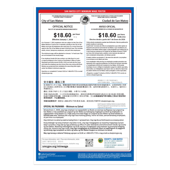 San Mateo Labor Law Poster