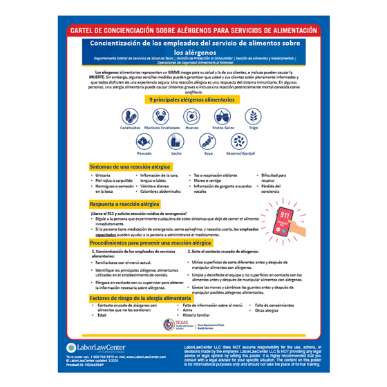 Food Service Employee Allergen Awareness-Spanish