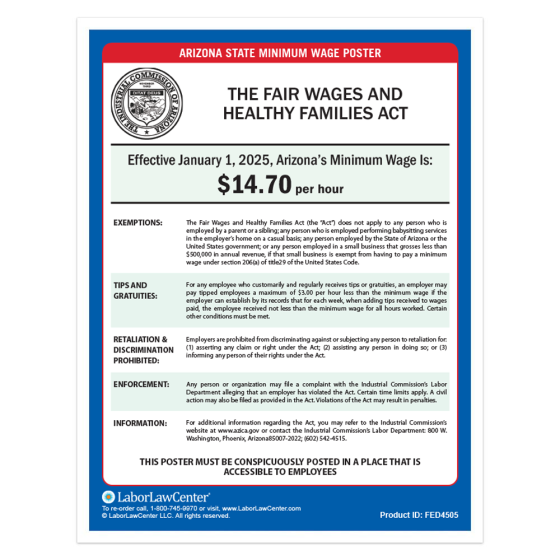 Arizona State Minimum Wage Poster