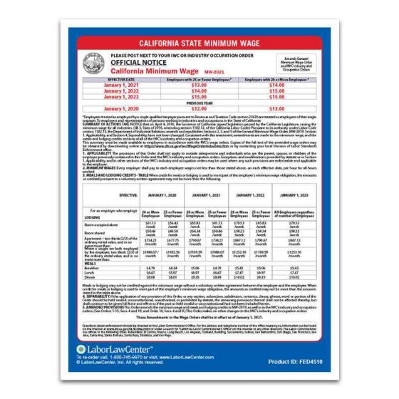 California State Minimum Wage Poster