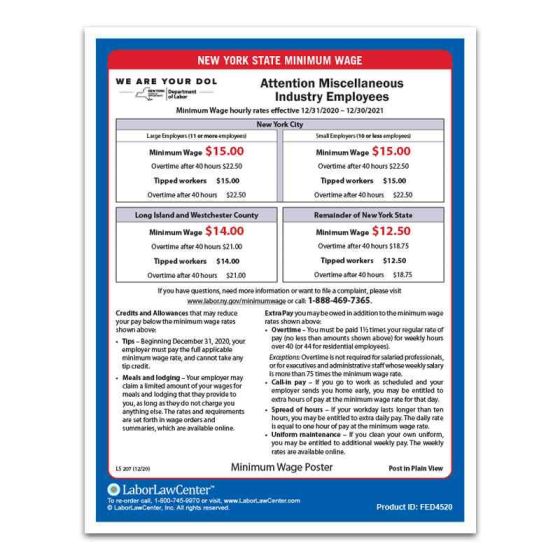 New York State Minimum Wage Poster