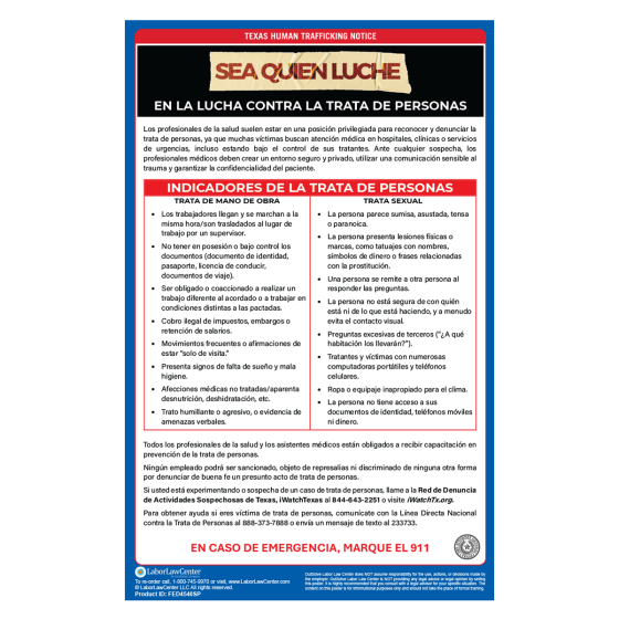 Texas Healthcare Human Trafficking - Spanish