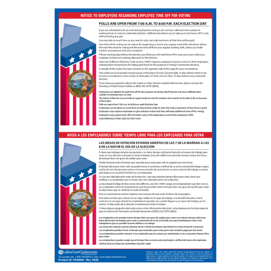 California Time Off to Vote Poster
