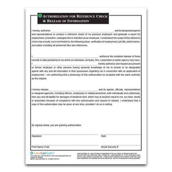 Authorization for Reference Check