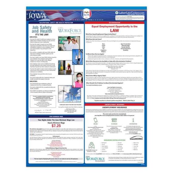 Iowa State Labor Law Poster - Spanish - Unlaminated 