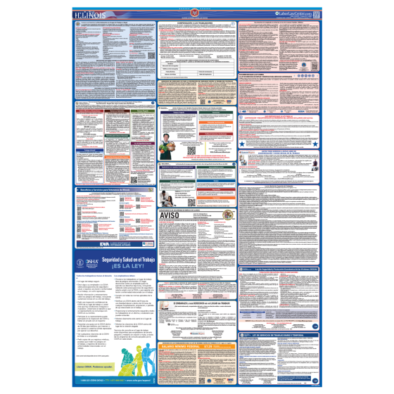 Illinois & Federal Labor Law Posters - Spanish - Unlaminated 