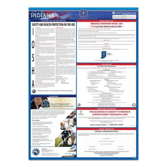 Indiana State Labor Law Poster - Spanish - Unlaminated 