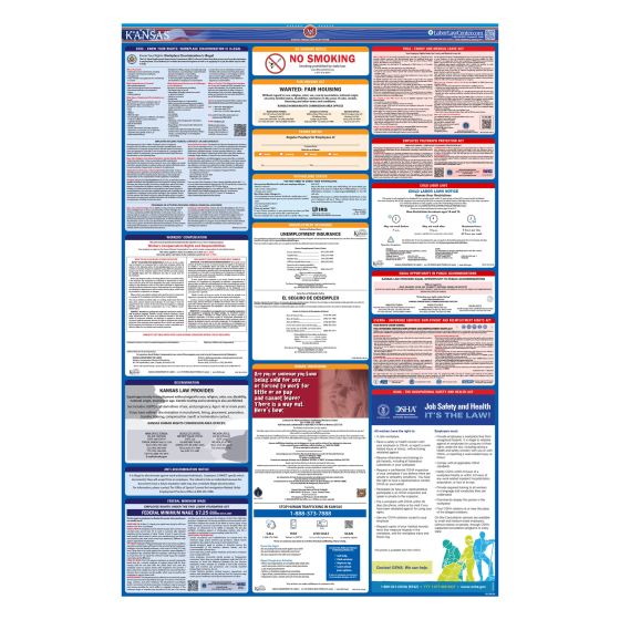 Kansas & Federal Labor Law Posters - Spanish - Unlaminated 