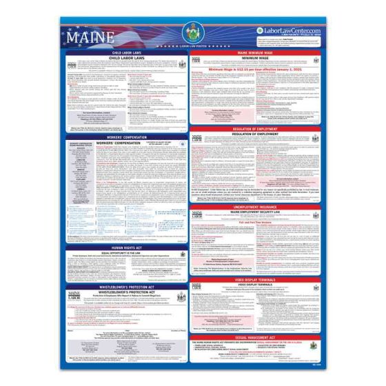 Maine State Labor Law Poster - Spanish - Unlaminated 