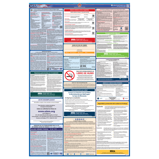 Minnesota & Federal Labor Law Posters - Spanish