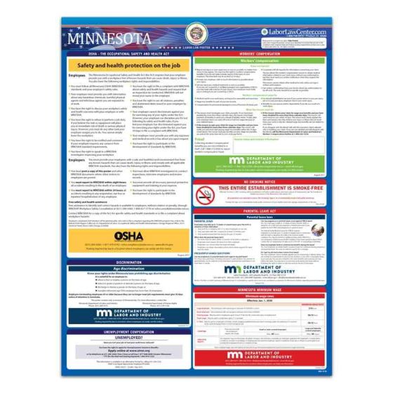 Minnesota State Labor Law Poster - Unlaminated 