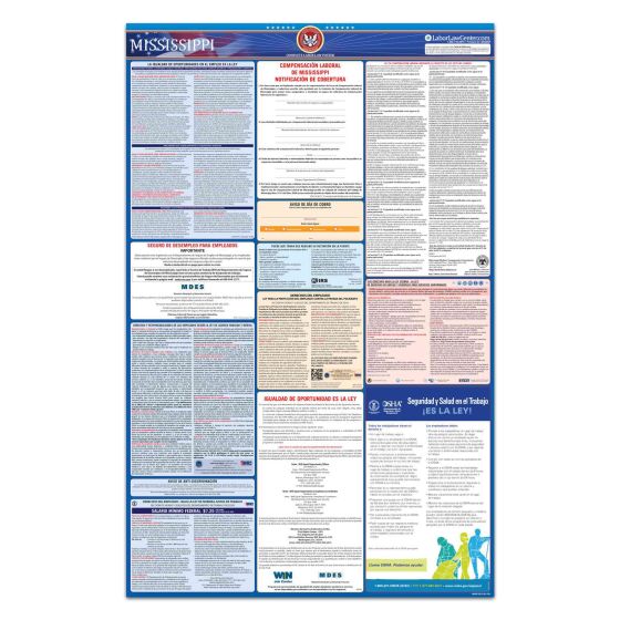 Mississippi & Federal Labor Law Posters - Spanish - Unlaminated 