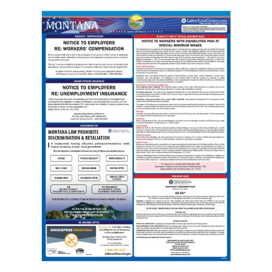 Montana State Labor Law Poster - Unlaminated 