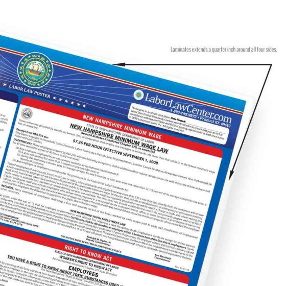 New Hampshire State Labor Law Poster - Unlaminated